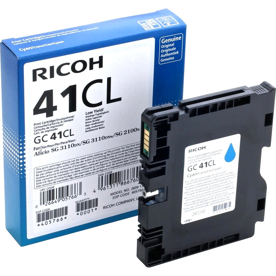 Картридж гелевый для RICOH Aficio 3110DN/ 3110DNw/3100SNw/3110SFNw/7100DN cyan (405766/type GC 41CL) 0.6К