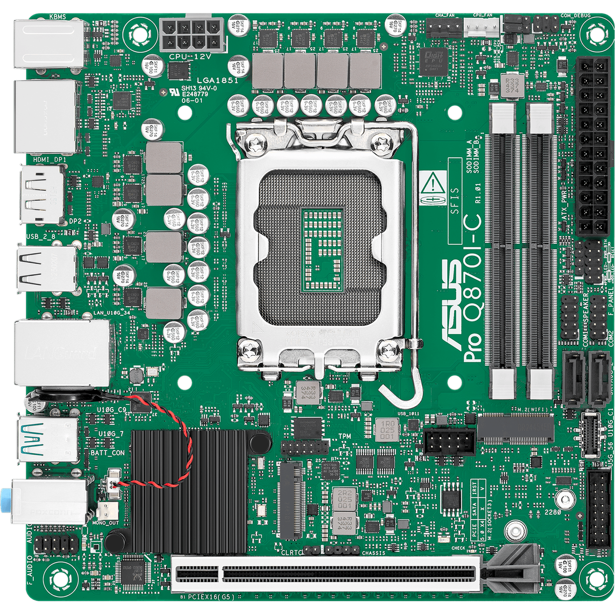 Материнская плата ASUS PRO Q870I-C-CSM, LGA1851, Q870, 2*DDR5, 2*SATA, 1*M.2, 3*USB 3.2, 2*USB 2.0, Type-C, 2*PCIx16, 2*DP+HDMI, mATX; 90MB1MPP-M0EAYC