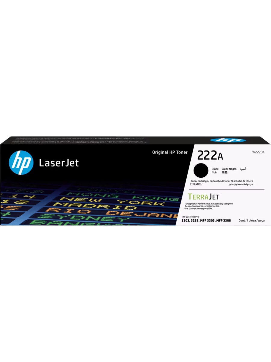 W2220A - 222A Black Original LaserJet Toner Cartridge for Color LaserJet Pro MFP 3303, up to 1300 pages