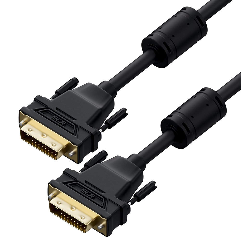 GCR PRO Кабель PROF 3.0m DVI-D, черный, GOLD, медь, ферритовые кольца, 28 AWG, DVI/DVI, 25M/25M, двойной экран
