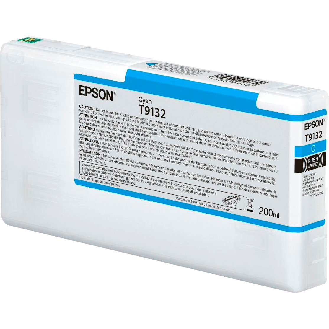 Картридж струйный Epson T9132 с голубыми чернилами (200мл) для плоттеров SC-P5000 (C13T913200)