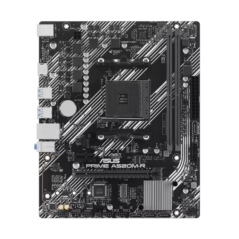 Материнская плата ASUS PRIME A520M-R, AM4, AMD A520, 2xDDR4, 4xSATA, 1xM.2, 1xPCIe 3.0 x16, 1xPCIe x1, 1xHDMI, 1x 1Gb LAN, 2xUSB-A 2.0, 4xUSB-A 3.2 Gen 1, 3x3.5 мм, 7.1, mATX