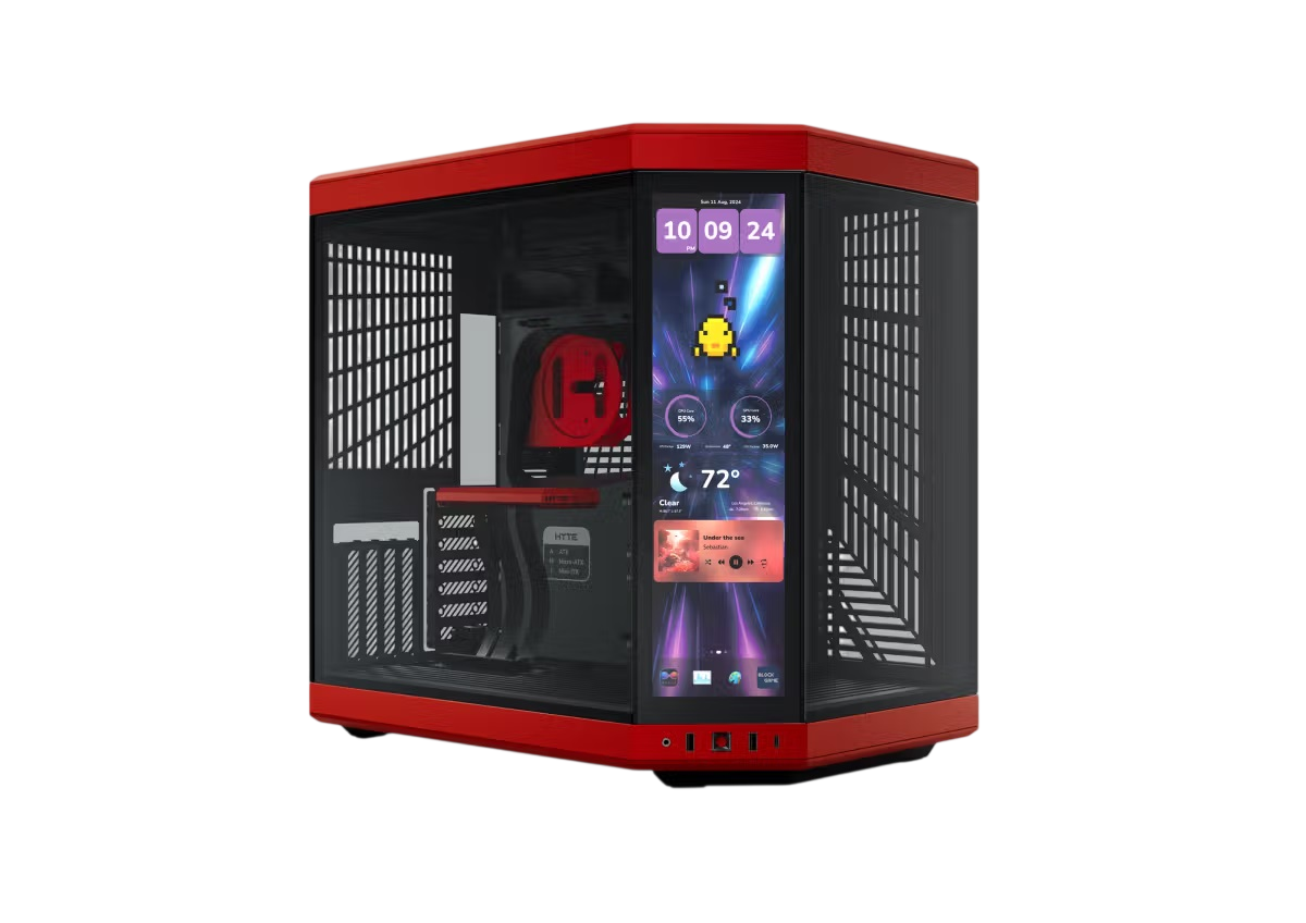 Корпус без блока питания/ Case HYTE Y70 Touch Infinite, Midi-Tower, TG, LCD, no fans, 2xUSB-A 3.2, 1xUSB Type-C, E-ATX, ATX, mATX, mITX Black Cherry