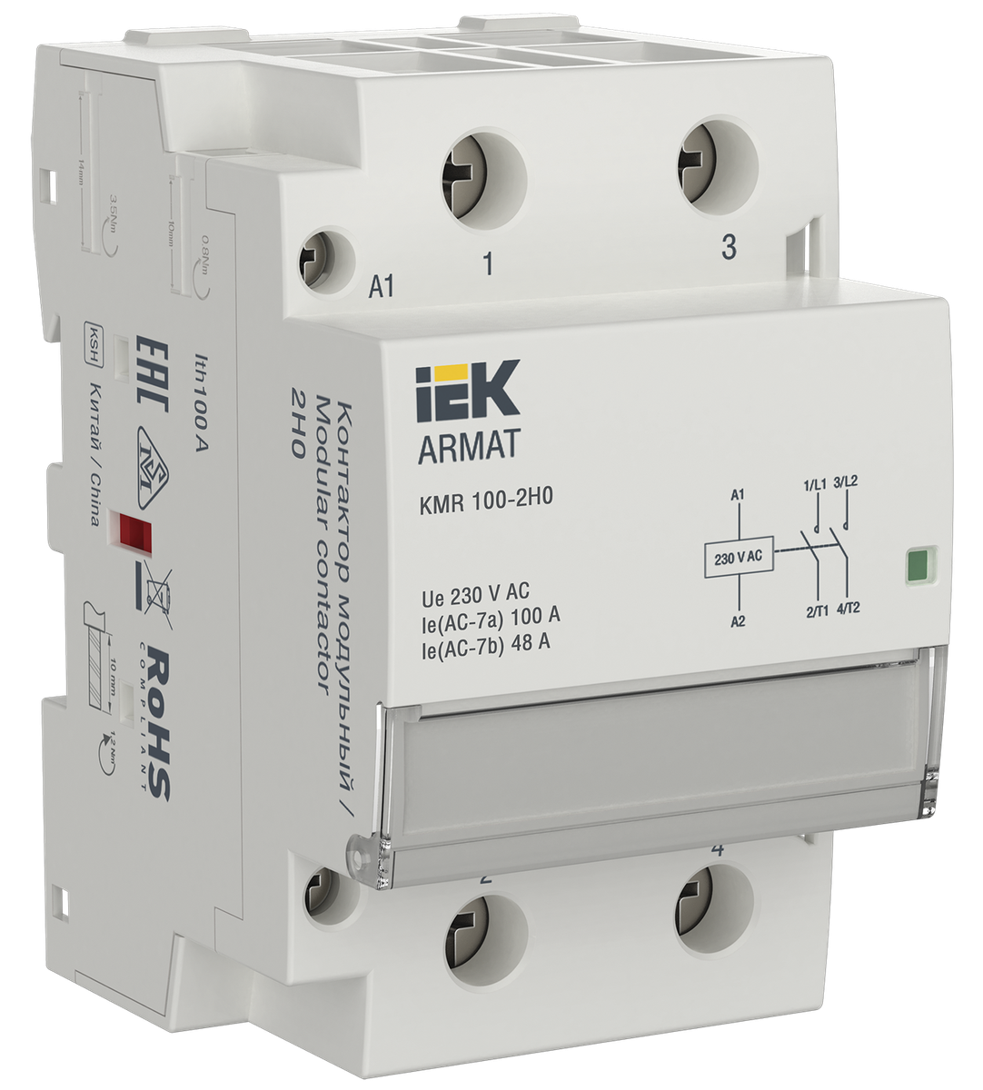 ARMAT Контактор модульный KMR 100А 230В AC 2НО IEK