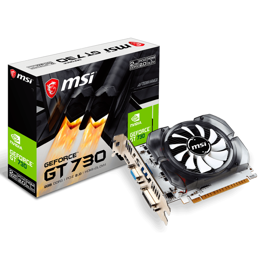 Видеокарта MSI NVIDIA - GeForce GT 730, PCI-E 2.0 16x, DDR3 2GB 128bit, 1x VGA, 1x DVI-D, 1x HDMI, max 4096 x 2160 (4K), 152мм, Full Height, N730-2GD3V3