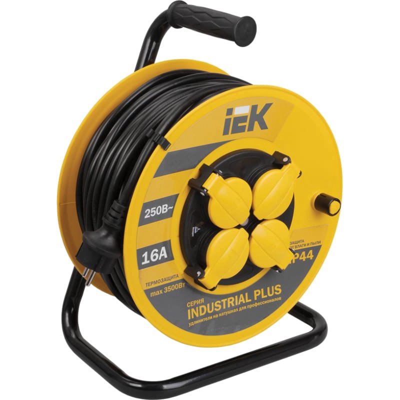 Катушка УК40 с т/з 4 места 2P+PE/40метров 3х1,5мм2 IP44 "Industrial plus"