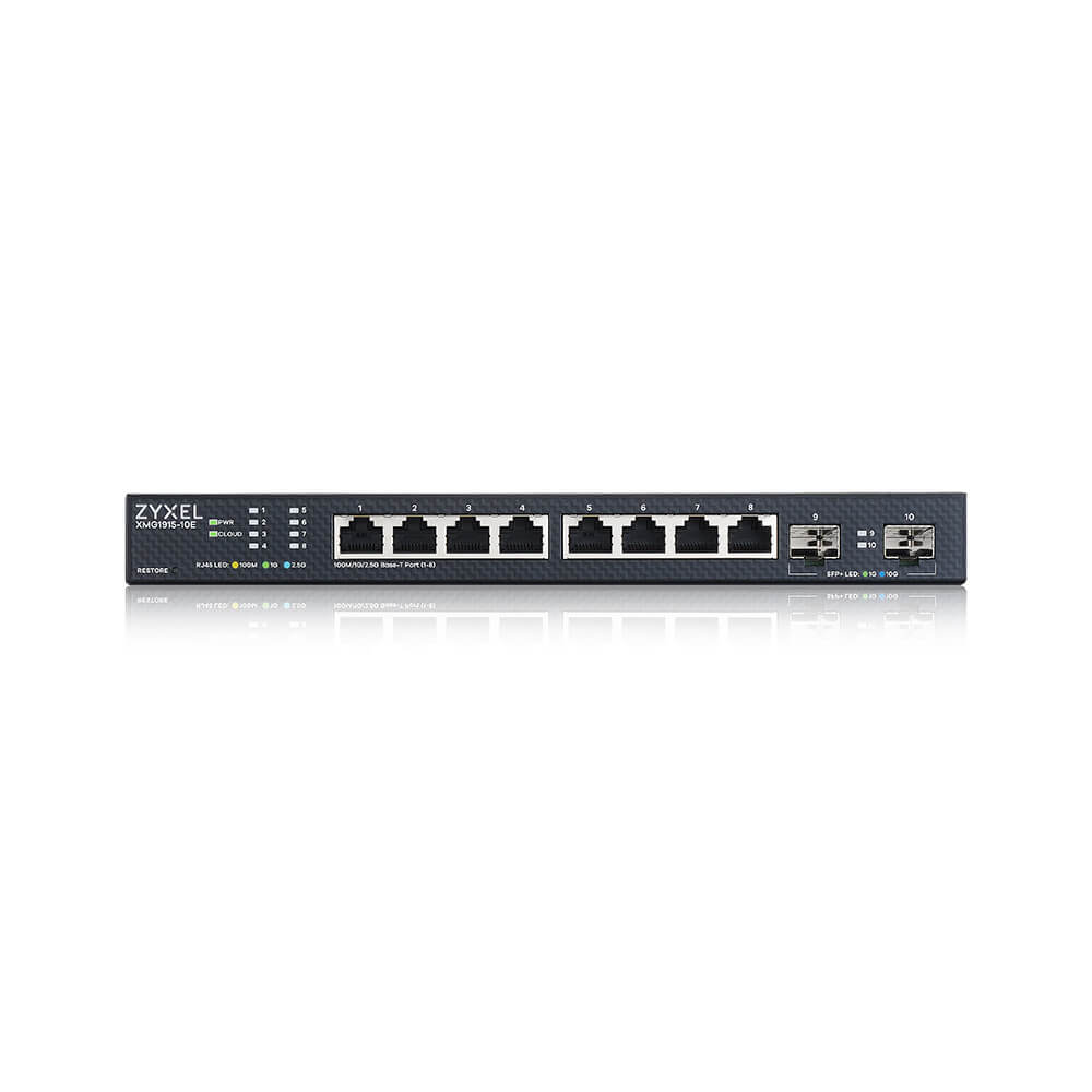 Коммутатор/ Multigigabit Smart L3 Lite switch Zyxel NebulaFlex XMG1915-10E, 8xRJ-45: 1/2.5G, 2xSFP+, silent (no fan)