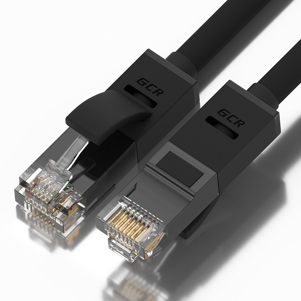 GCR Патч-корд прямой 2.5m UTP кат.5e, черный, 24 AWG, литой, ethernet high speed 1 Гбит/с, RJ45, T568B