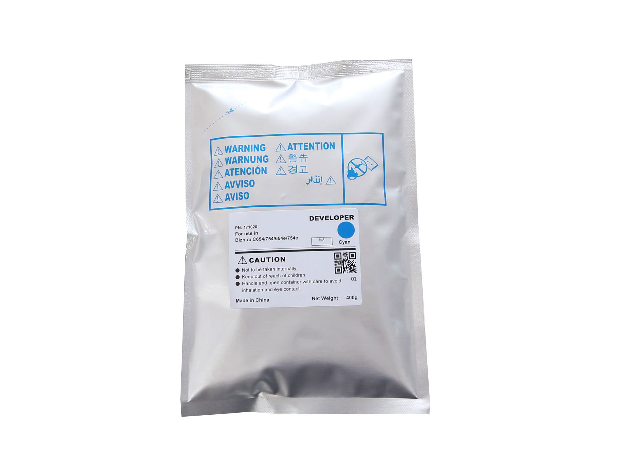 -/ Девелопер для KONICA MINOLTA Bizhub C654/C754/C654e/C754e (CET) Cyan, 400г, 155000 стр. Для использования в блоках IU-711C.