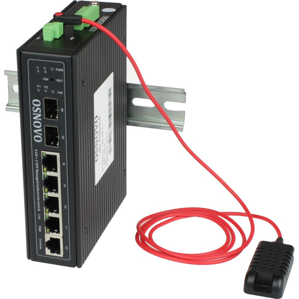 Промышленный коммутатор Gigabit Ethernet OSNOVO SW-70402/ILS Промышленный управляемый (L2+) коммутатор Gigabit Ethernet на 4GE RJ45 + 2 GE SFP порта с функцией мониторинга температуры/ влажности/ напряжения. Порты: 4 x GE (10/100/1000Base-T)