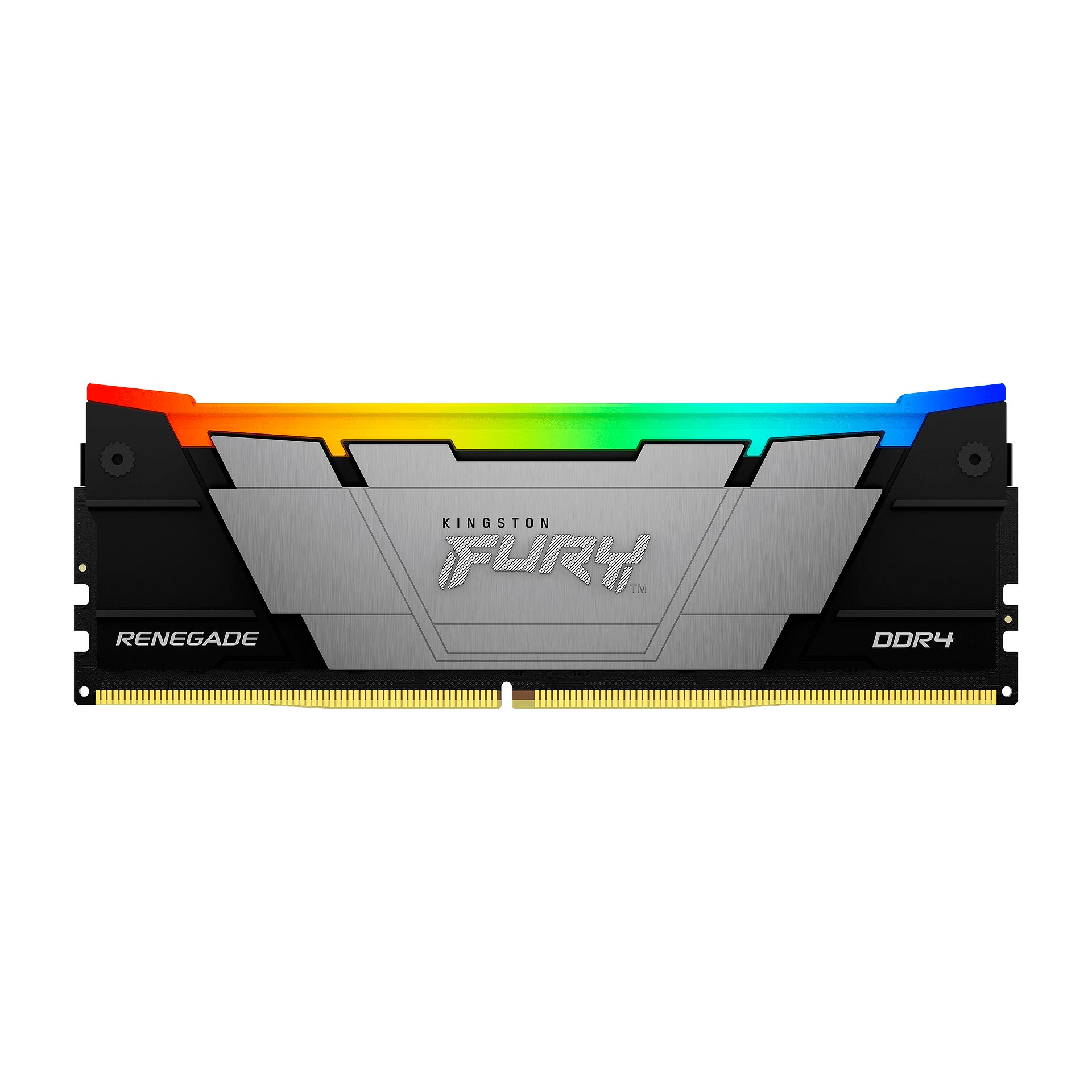 Оперативная память Kingston Fury Renegade RGB, DDR4, 64Gb (4x16Gb), 3200MHz, CL16, DIMM, с радиаторами, RGB, серый/черный