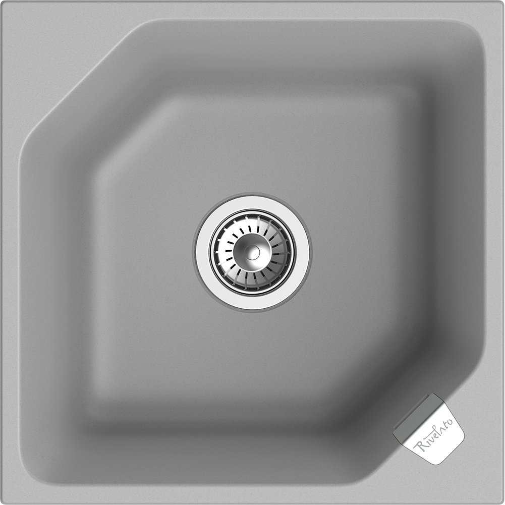 RIVELATO Мойка LOCUS 50  1-чаш 500*500, монтаж: врезной, материал: кварц, цвет: серый металлик