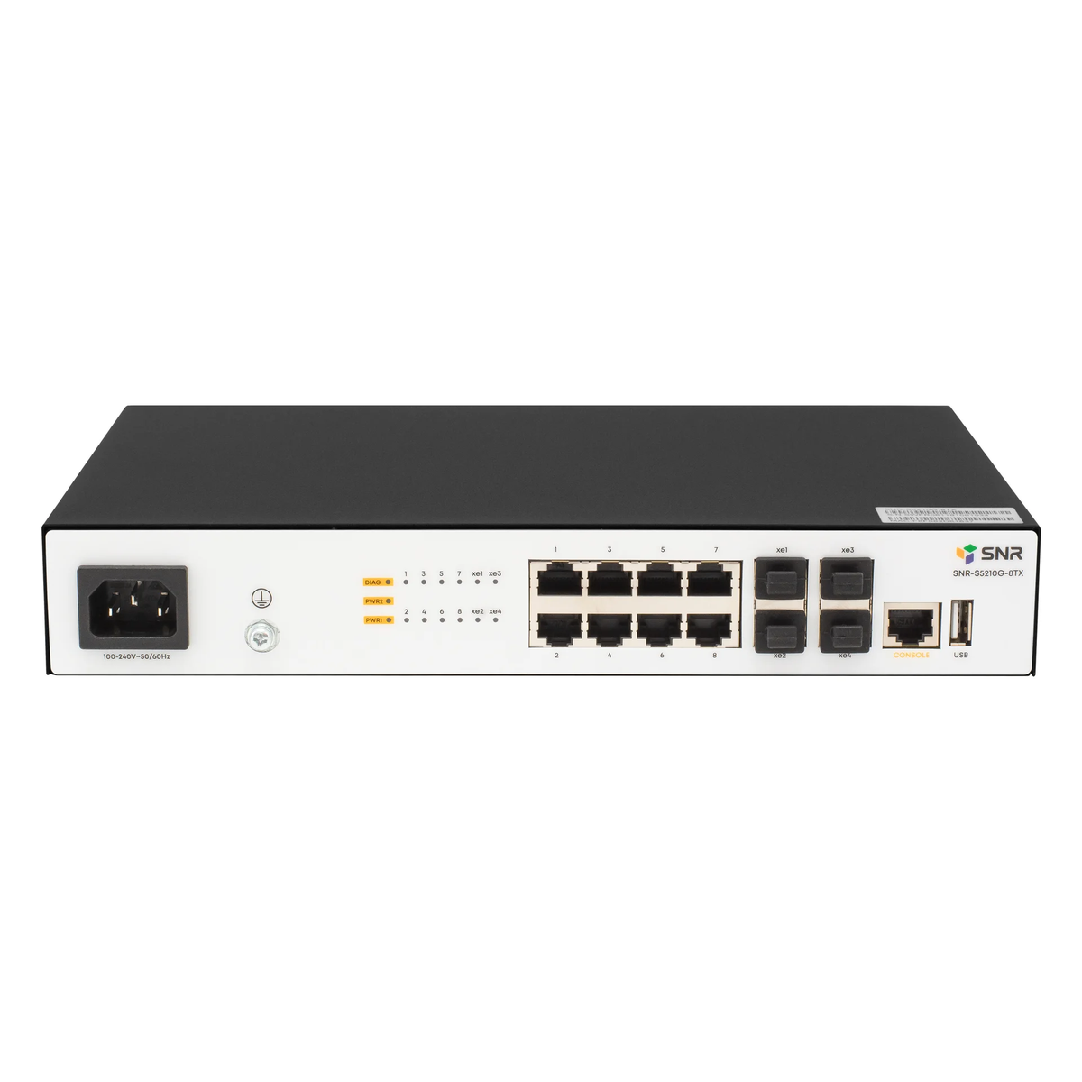 SNR SNR-S5210G-8TX-RPS Управляемый коммутатор уровня 2+, 8 портов 10/100/1000Base-T, 4 порта 1/10G SFP+, встроенный БП ~220V AC, RPS 12V DC