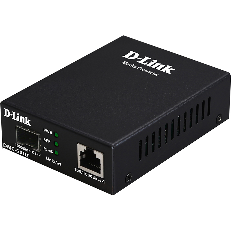 Медиаконвертер D-Link DMC-G10SC/A1A с 1 портом 100/1000Base-T и 1 портом 1000Base-LX с разъемом SC для одномодового оптического кабеля (до 10 км)