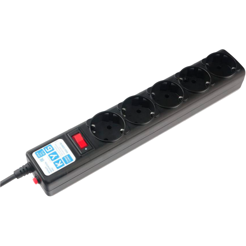 Фильтр-удлинитель Power Cube 3,0 м 5 розеток (черный графит) 10А/2,2кВт/ Surge protector Power Cube 3.0 m 5 outlets (Black graffite) 10A / 2.2kW