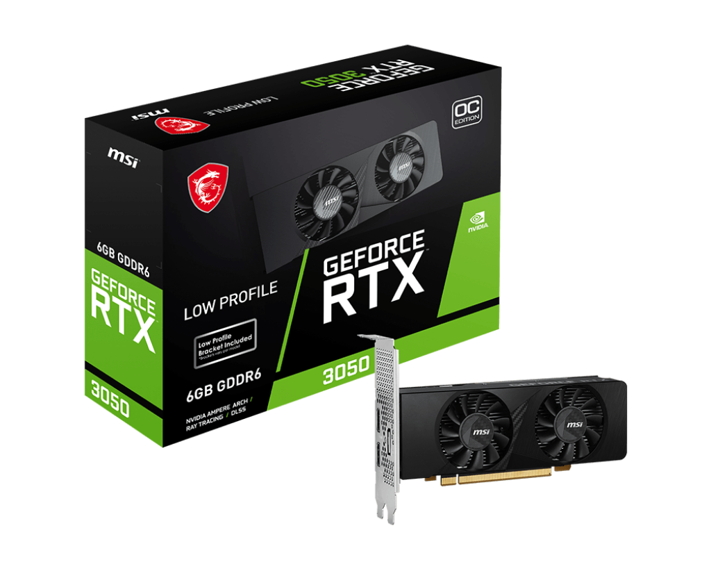 Видеокарта/ VGA MSI NVIDIA GeForce RTX 3050 LP 6G OC 6GB, GDDR6/96-bit, PCIe 4.0, 2xHDMI 2.1, 1xDP, 2.1-slot