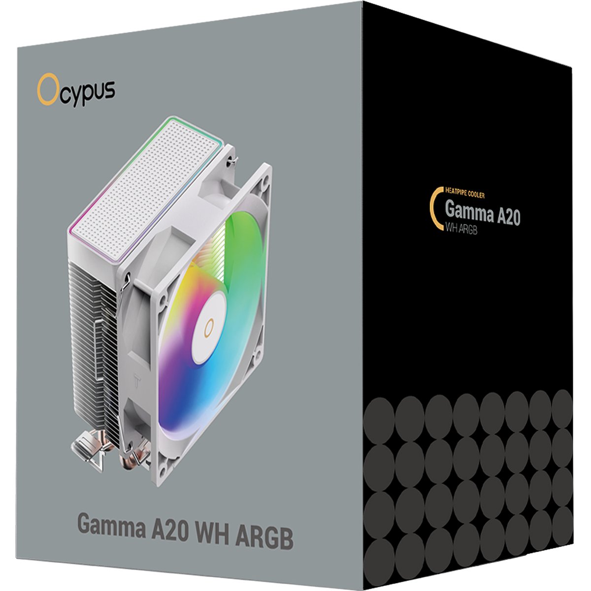 Кулер для процессора/ CPU Cooler Ocypus Gamma A20 WH ARGB (110W, 3-pin, 122.5mm, Al/Cu, 2x6mm, ARGB, 1x92mm, 32CFM, 21dBA, 1900RPM, S: 1851/1700/1200/115X, AM5/AM4, white)
