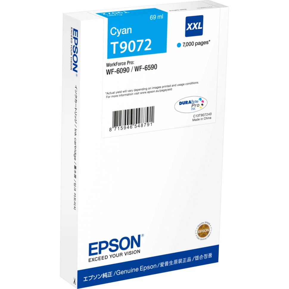Картридж EPSON T9072 голубой экстраповышенной емкости для WF-6090/6590