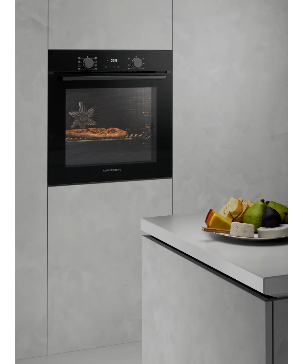Духовой шкаф Kuppersberg/ KITCHEN RETAIL / Духовой шкаф Kuppersberg, High-Tech, 85 л, поворотное управление/сенсорный дисплей, утапливаемые ручки, LED дисплей, таймер, 8 режимов, макс. температура 300 градусов, телескопические направляющие (на 1 уровень), доводчик двери, цвет черный, цвет фурнитуры черный