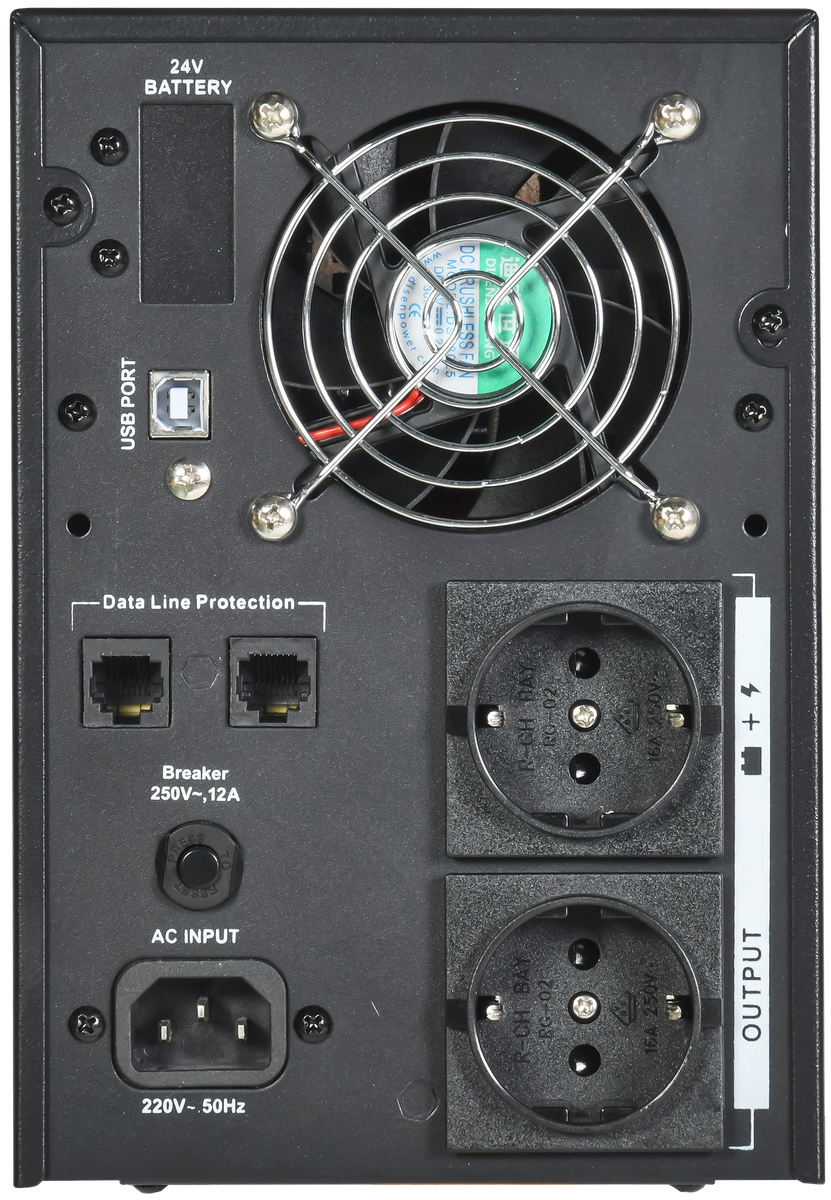 ITK ELECTRA LT ИБП однофазный линейно-интерактивный 1,5кВА/1,2кВт 2хSchuko LCD дисплей 24VDC без АКБ USB RJ45/11