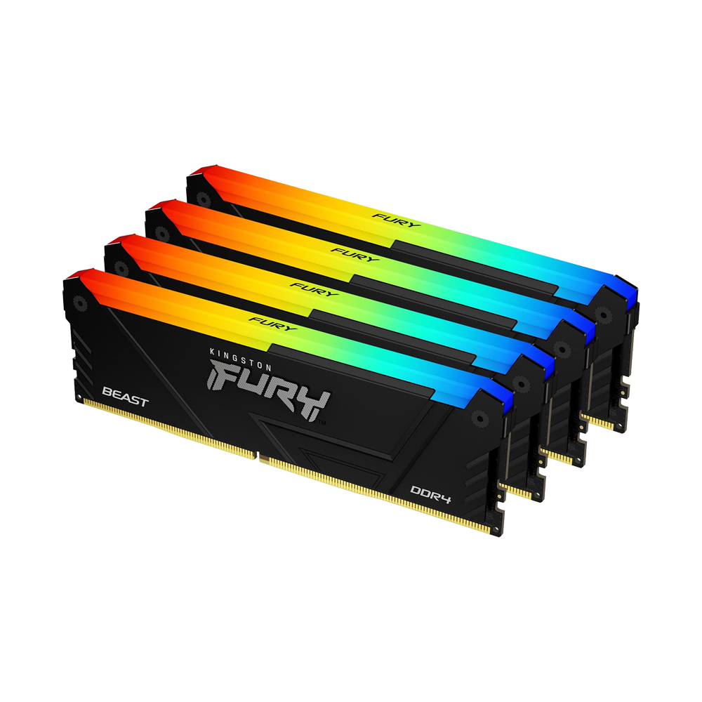 Kingston FURY Beast Black RGB, CL16 (Kit of 4) (KF432C16BB2AK4/128) DDR 4 DIMM 128Gb PC25600, 3200Mhz,
