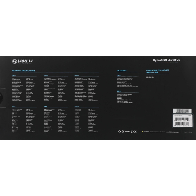 Система водяного охлаждения Lian-Li HydroShift LCD 360S Soc-AM5/AM4/1700/1851 белый 4-pin 29.8dB Al+Cu LCD 330W Ret (G89.GHSLCD36SW.R0) [G89.GHSLCD36SW.R0]
