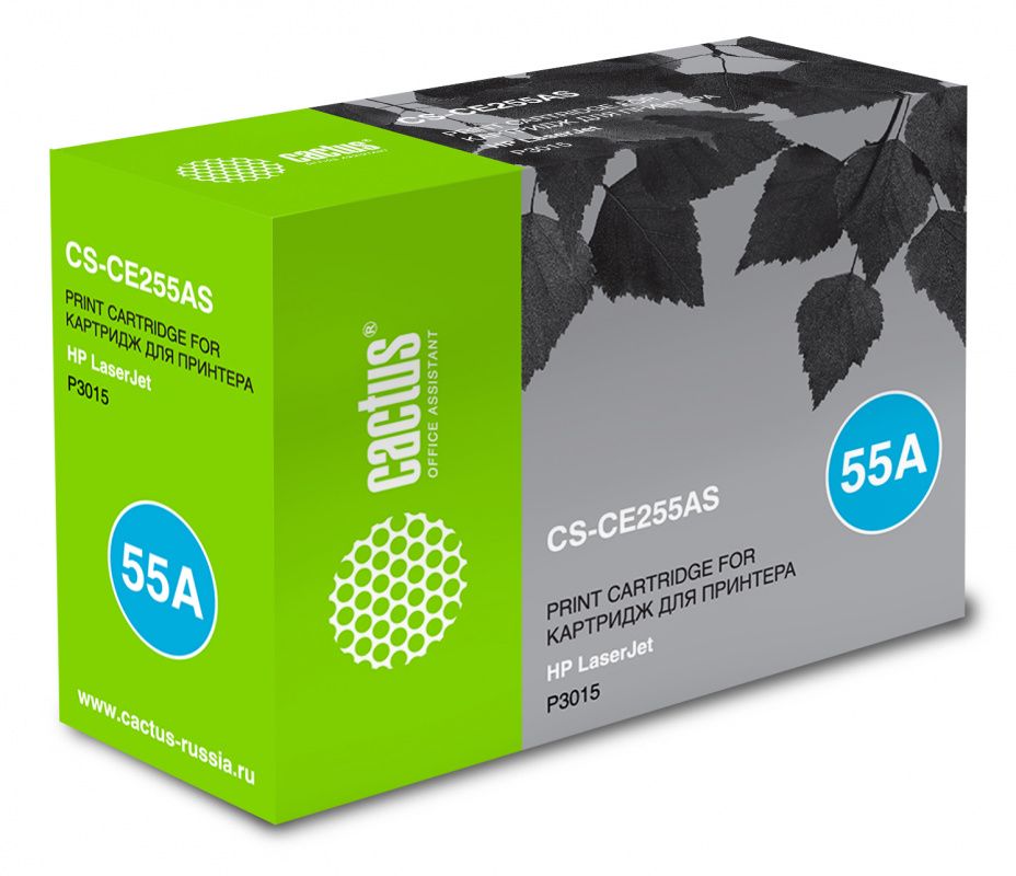 -/ Картридж лазерный Cactus CS-CE255AS CE255A черный (6000стр.) для HP LJ P3011/P3015