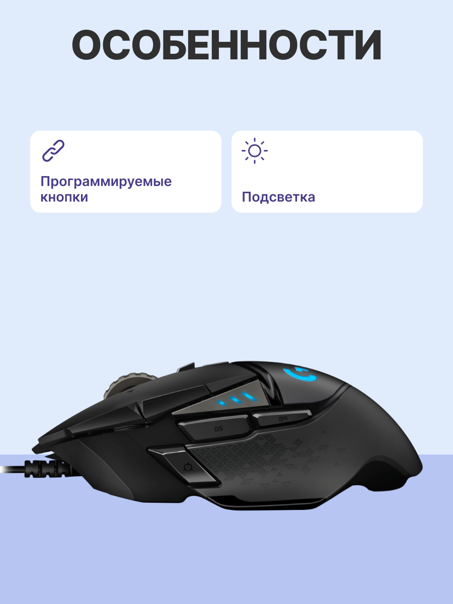 Мышь/ Logitech Mouse G502 HERO High Performance Gaming Retail