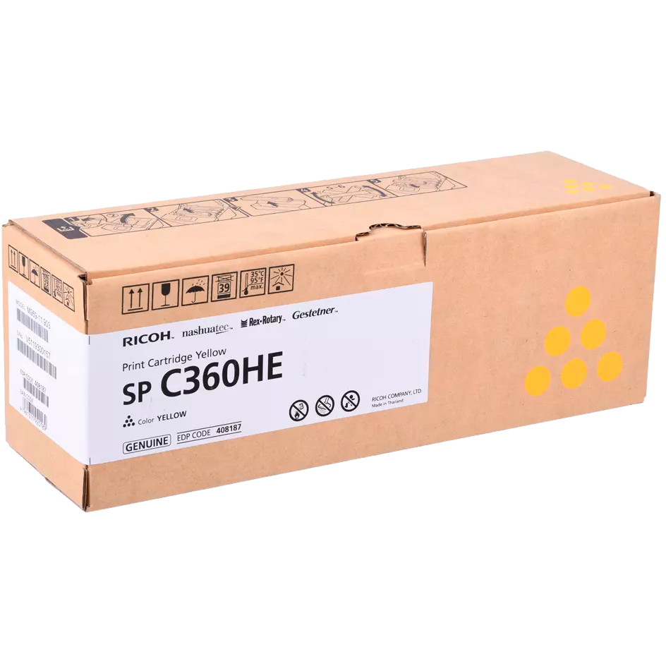 Ricoh Принт-картридж SP C360HE желтый SP C360DNw/SP C360SNw/SP C360SFNw/SP C361SFNw, (6000 страниц)(408187)