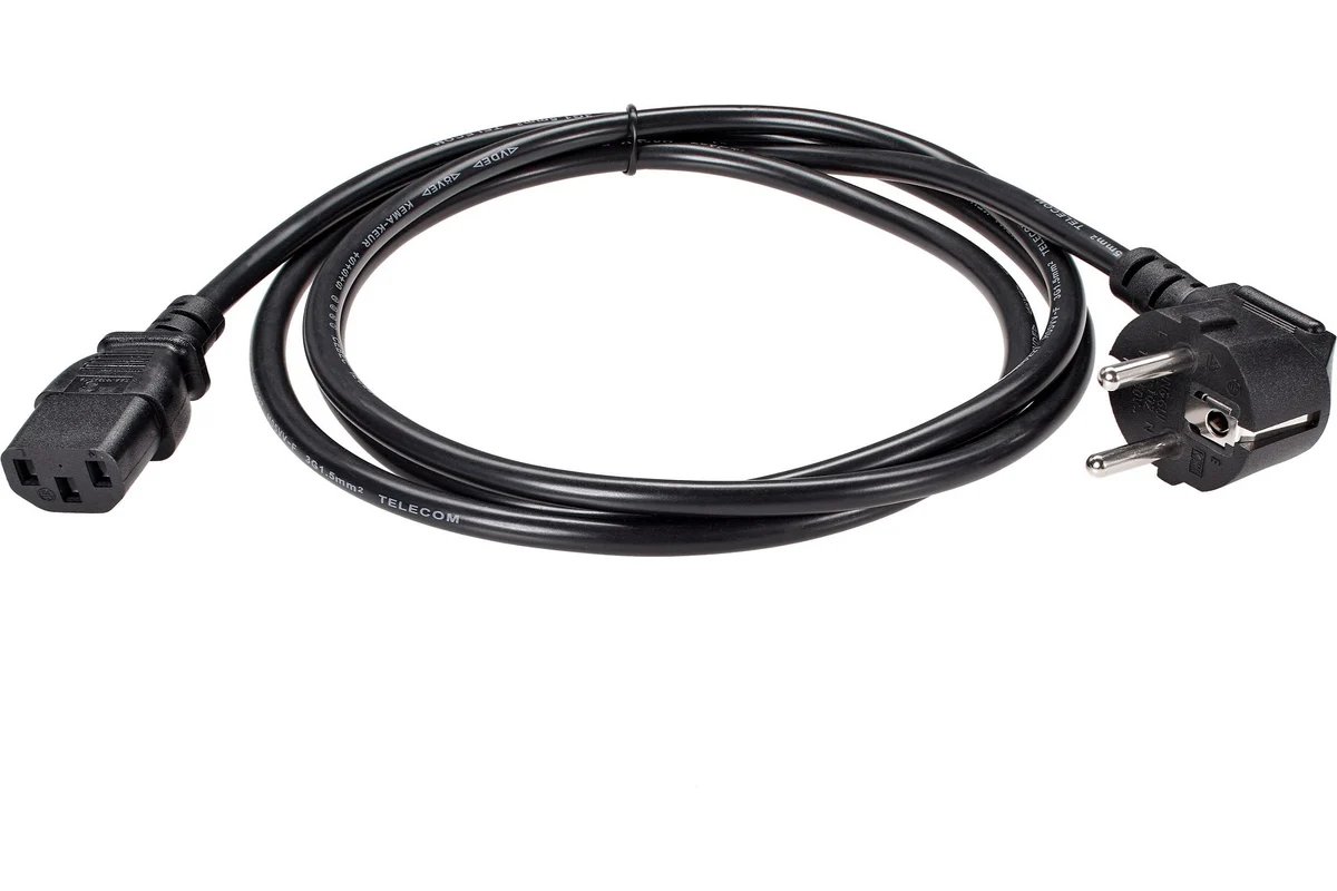 Telecom TY021-CU1.5-1.8M Кабель комп - розетка 220V EU (угловой)<VDE> 3GX1,5mm2, 1,8m, медь, Telecom <TY021-CU1.5-1.8M>