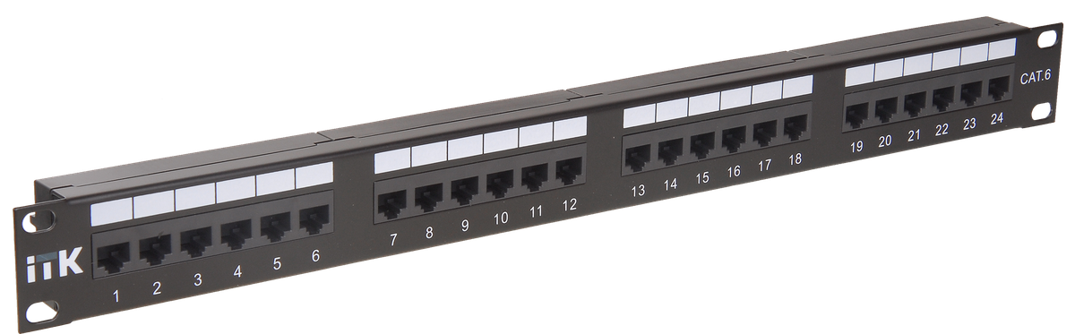 Патч-панель 1U кат.6 UTP, 24 порта (IDC Dual) ITK