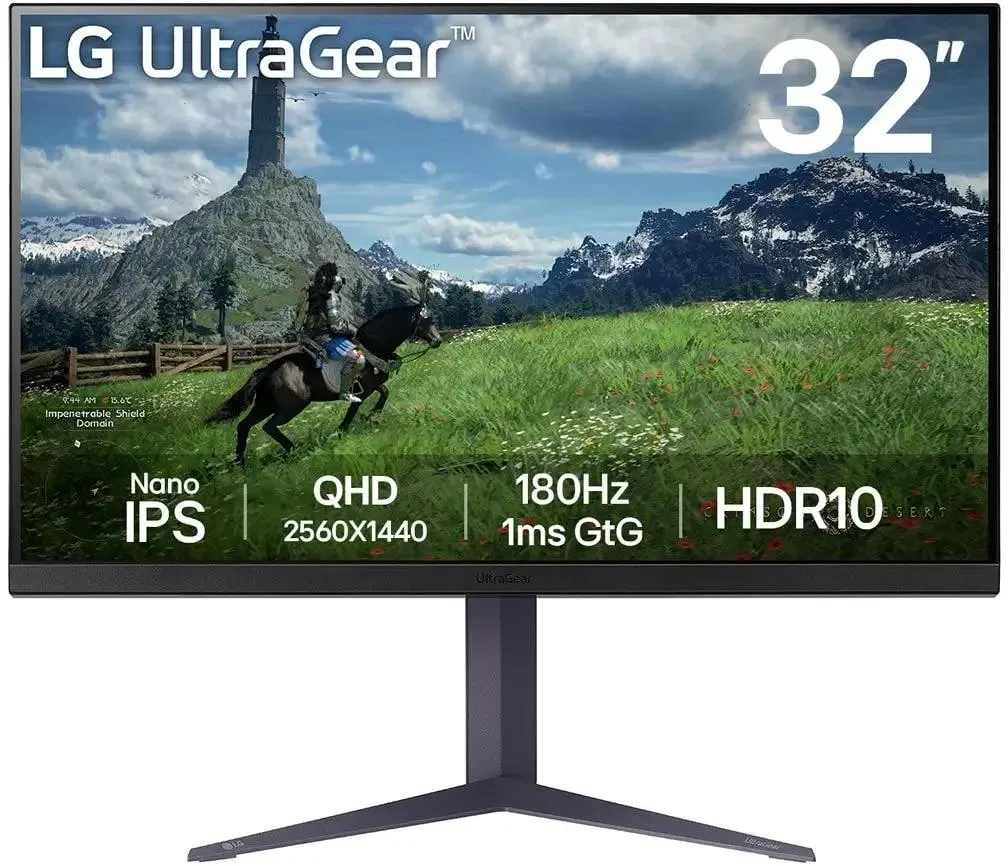 Монитор 32" LG 32GS85Q-B/ LG UltraGear 32GS85Q-B 31.5" Nano IPS monitor, 2560x1440, 350cd/m2, 16:9, 1мс (GtG), 1000:1, HDMIx2, DP, Headphone out, USB 3.0x3, 180Hz, 178/178, NVIDIА G-Sync, RАDEON FreeSync, DCI-P3 98%, внешний БП, LTP, HAS 110mm, VESA (100x100 мм), black+violet gray