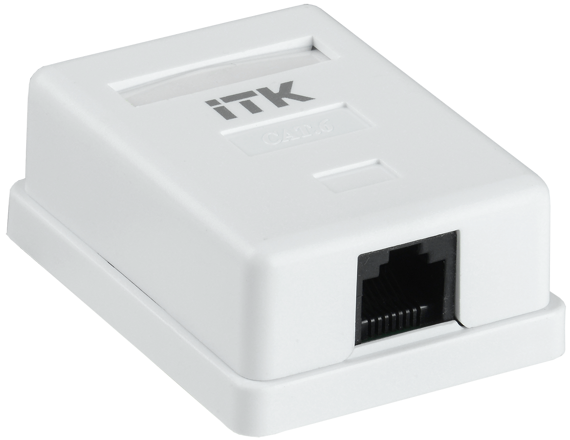 CS2-1C06U-12 Розетка в сборе ITK 1x RJ45(8P8C) кат. 6 неэкр. для настенного монтажа упаковка: 1 шт цвет: белый