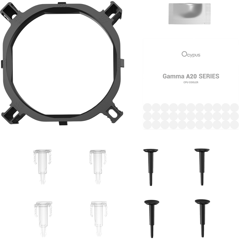 Кулер для процессора/ CPU Cooler Ocypus Gamma A20 WH ARGB (110W, 3-pin, 122.5mm, Al/Cu, 2x6mm, ARGB, 1x92mm, 32CFM, 21dBA, 1900RPM, S: 1851/1700/1200/115X, AM5/AM4, white)