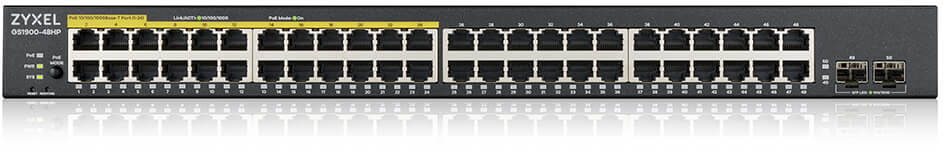 Коммутатор Zyxel сетевой L2 управляемый Smart; 48 портов RJ45 1000 Мбит/с; 48 портов РоЕ; 2 порта SFP; поддержка стандартов 802.3af и 802.3at; бюджет PoE 375 Вт; установка в стойку 19"; AС 100-240В; 474.3 Вт; 0…+50 °С; 441 x 270 x 44 мм.