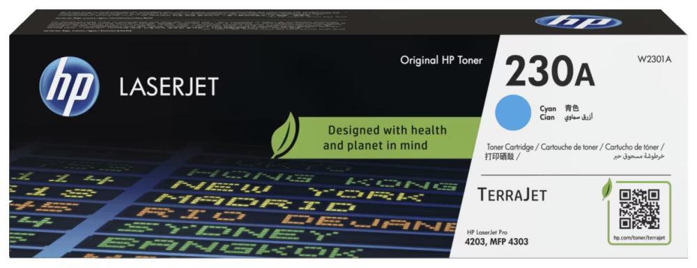 W2301A - HP 230A Cyan LaserJet Toner Cartridge  for Color LJ Pro 4203/4303, up to 1800 pages