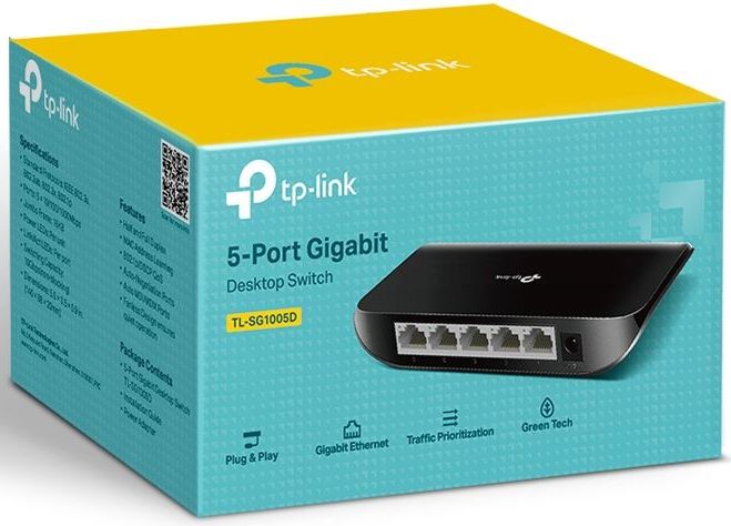 Коммутатор/ 5-port Desktop Gigabit Switch, 5 10/100/1000M RJ45 ports, plastic case