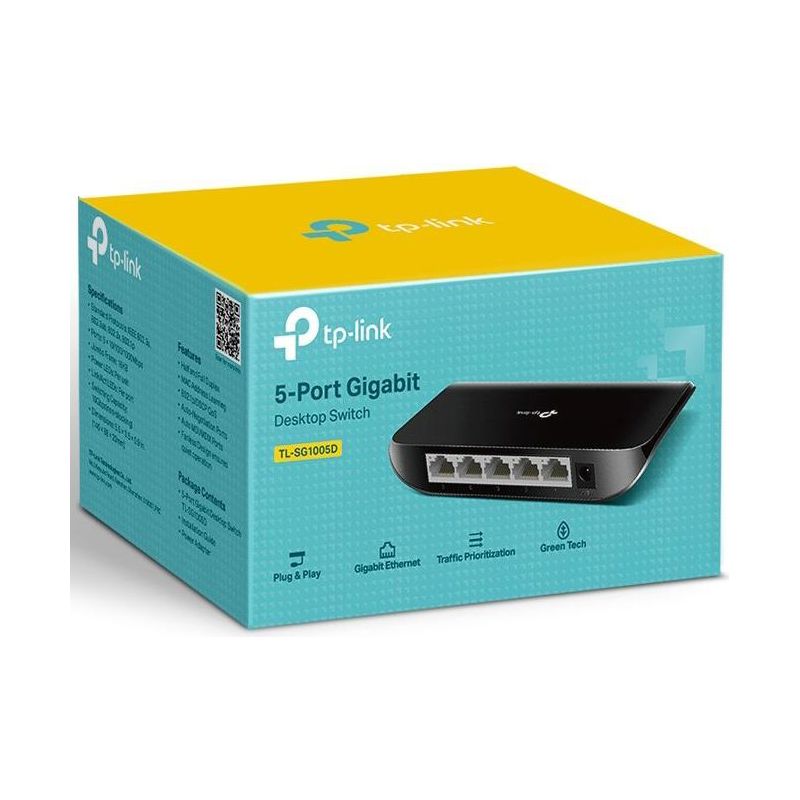 Коммутатор/ 5-port Desktop Gigabit Switch, 5 10/100/1000M RJ45 ports, plastic case