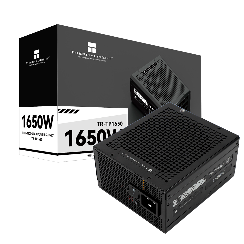 Блок питания 1650W/ Power Supply Thermalright, 1650W 80+ Platinum (ATX, 3.0, PCIe 5.0, Full modular, 1x24(20+4)pin 600mm, 3xCPU 8(4+4)pin, 4xPCIe*2 8(6+2)pin, 2x12VHPWR PCIe 5.0 12+4pin 600mm, 6xSATA, 5xMOLEX4pin, Active, 120x120mm, 170x150x86mm, OPP, OVP, OTP, OCP, SCP, black)
