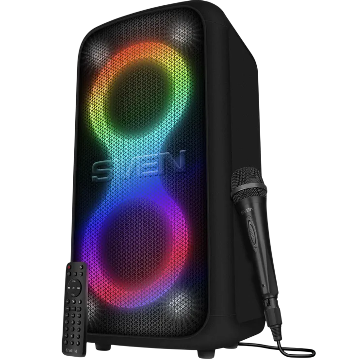 SVEN PS-1000, черный, акустическая система 2.0, мощность 2x80 Вт (RMS), Bluetooth, TWS, FM, USB, LED-дисплей, встроенный аккумулятор