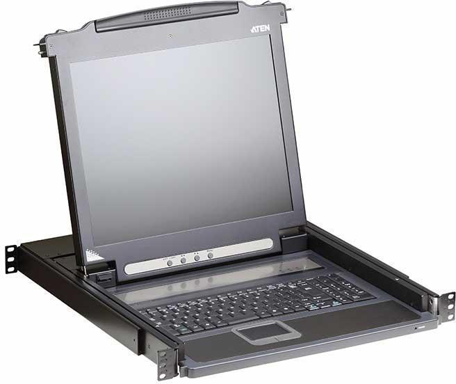 ЖК-монитор 17" с клавиатурой, выдвижной, 1U, RAL 7021/ Console with LCD screen 17"