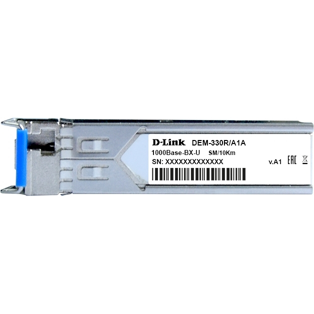 D-Link 330R/10KM/A1A WDM SFP-трансивер с 1 портом 1000Base-BX-U (Tx:1310 нм, Rx:1550 нм) для одномодового оптического кабеля (до 10 км, разъем Simplex LC)