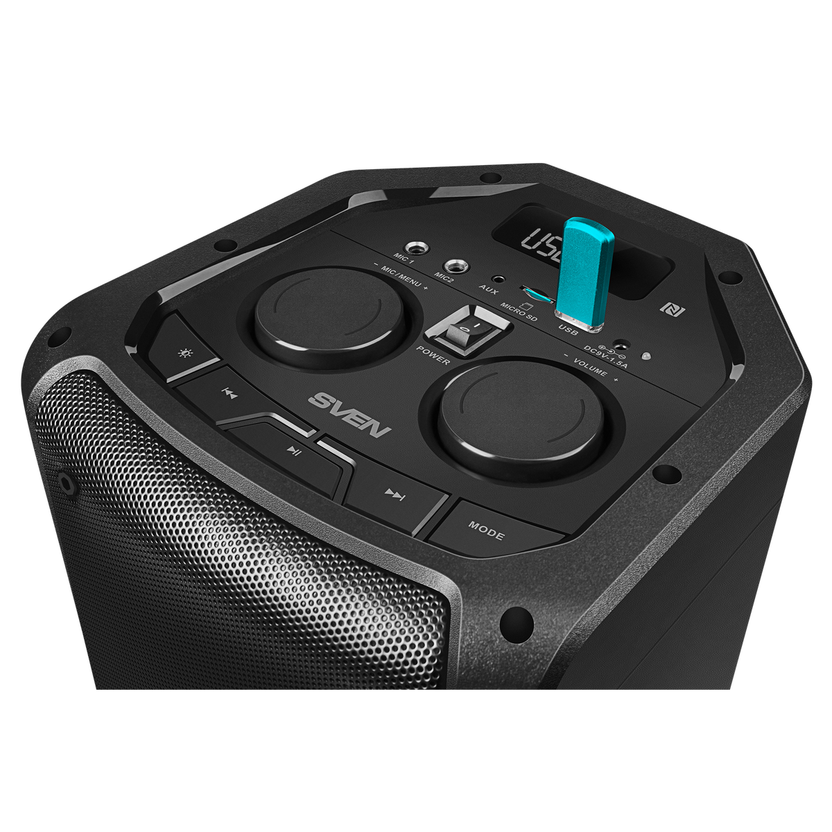 АС SVEN PS-710, черный, акустическая система (100 Вт, TWS, Bluetooth, FM, USB, microSD, LED-дисплей, 4400мА*ч)