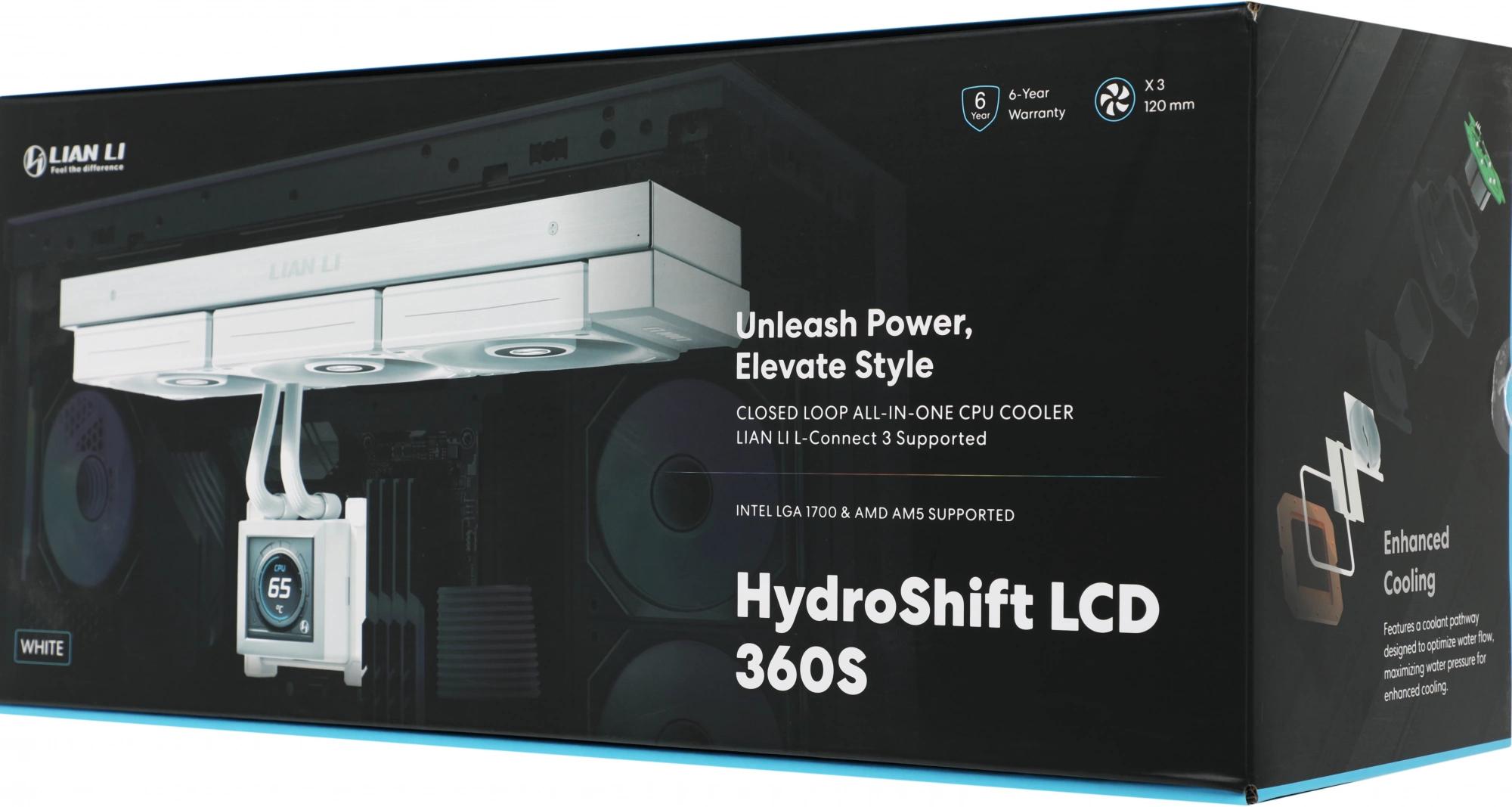 Система водяного охлаждения Lian-Li HydroShift LCD 360S Soc-AM5/AM4/1700/1851 белый 4-pin 29.8dB Al+Cu LCD 330W Ret (G89.GHSLCD36SW.R0) [G89.GHSLCD36SW.R0]