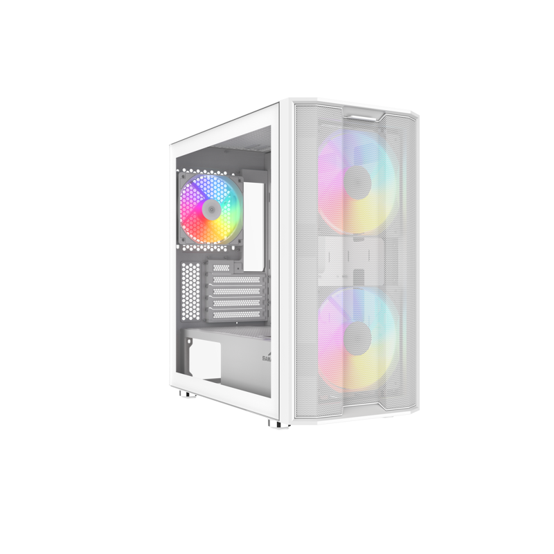 Корпус ПК SAMA S30-WHMPA3X1-GL, Midi-Tower, TG, белый, mATX/mITX