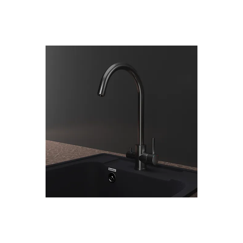 GRANFEST QUARZ Z-5420 PVD графит смеситель для кухни, U-образный, материал: нержавеющая сталь, поворотный излив, вентиль для фильтра питьевой воды, цвет графит