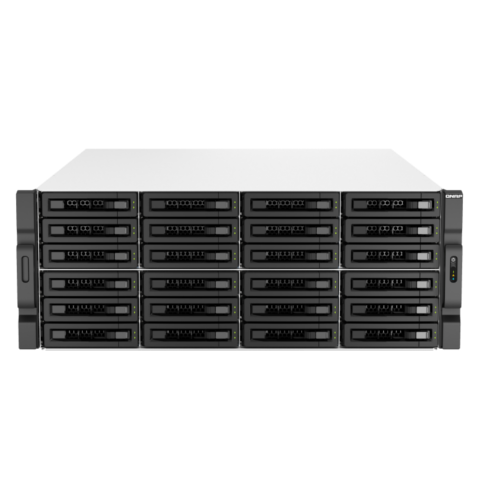 Сетевое хранилище без дисков/ ENTERPRISE QNAP TS-h3087XU-RP-E2378-64G QuTS hero NAS, Xeon E-2378 8C 16T 2.6-4.8GHz, 64 GB ECC DDR4 (4 x 16 GB) up to 128GB (4 x 32 GB), 30-bay (24 x 3.5-inch SATA + 6 x 2.5-inch SATA), 2x10 GbE, 2x2.5 GbE, 3xPCIe Slot (2 x Gen4 x4 +1 x Gen 4 x8), 4xUSB 3.2 Gen 2 (10Gbps), 4U rackmount, 2 PSU. W/o RAIL-A02-90