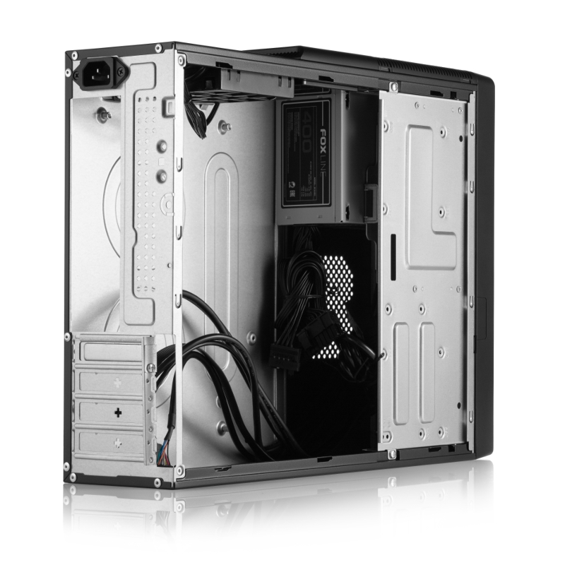 Корпус с блоком питания 400Вт./ Case Foxline mATX Desktop 400W FL-418 mATX case, black, w/PSU SFX 400W, w/2xUSB3.0+2xUSB2.0+1xType-C (USB2.0)