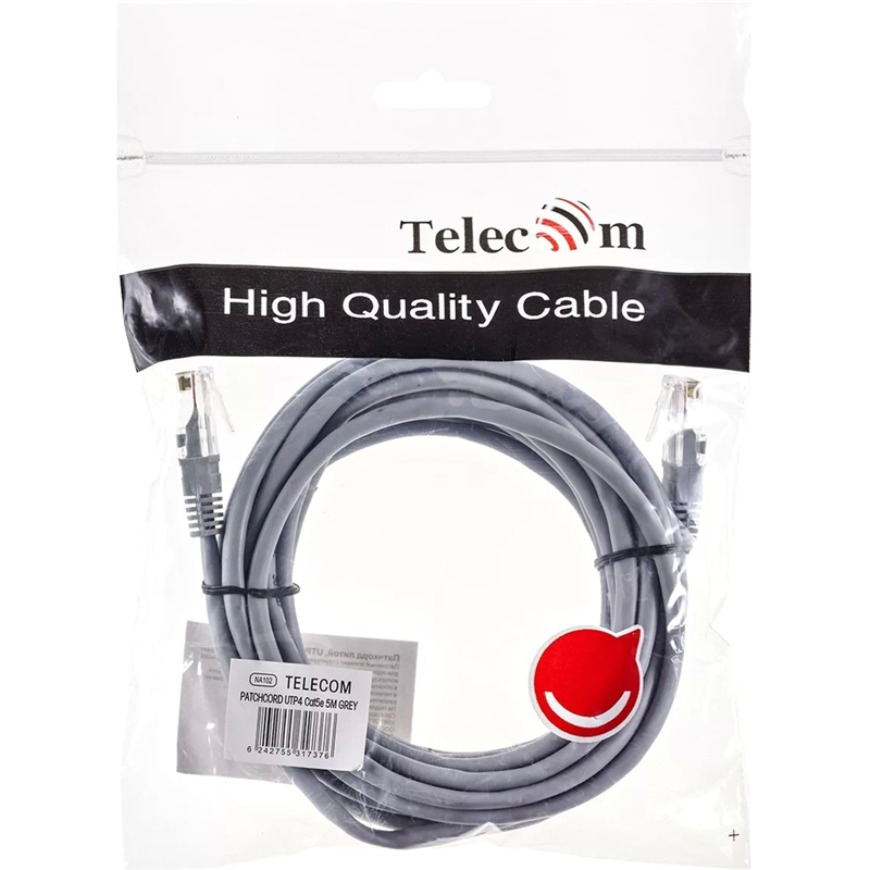 Патчкорд/ Патчкорд литой "Telecom" UTP кат.5е 5,0м серый
