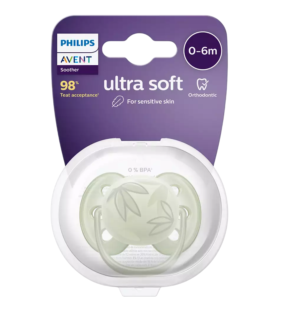 Пустышка Philips Avent ultra soft, листочки, 0-6 мес., 1 шт.